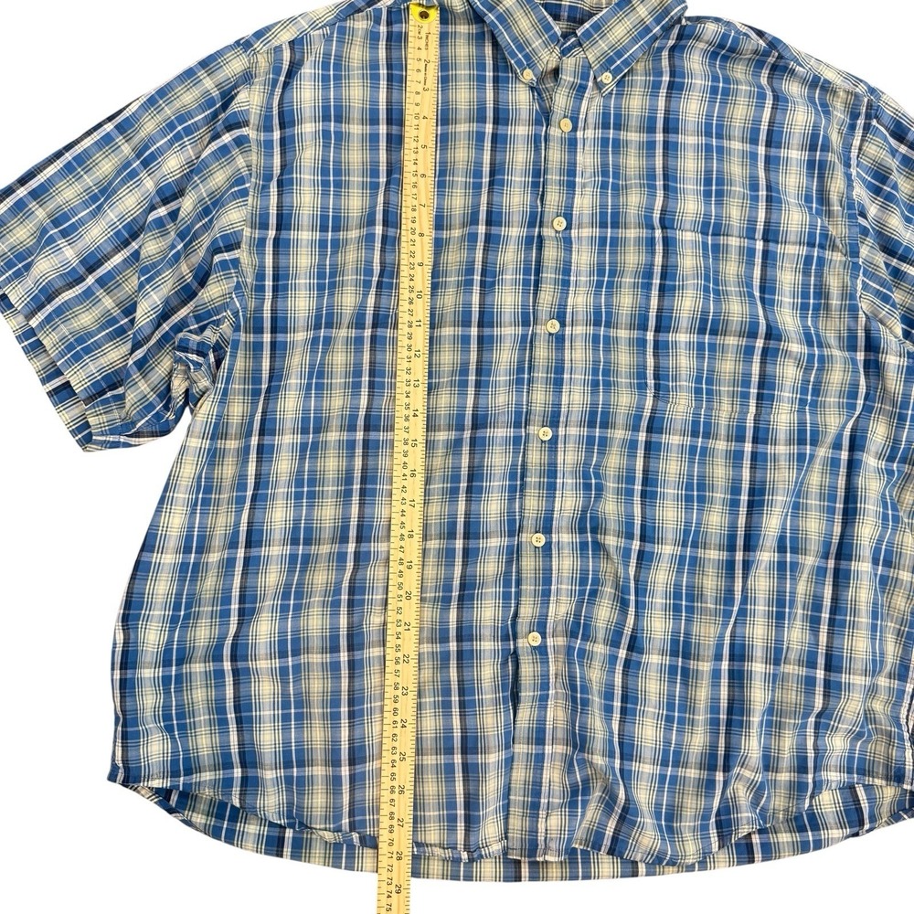 Puritan Wrinkle Resistant Plaid Button Down Blue Men 2XL - Picture 3 of 7